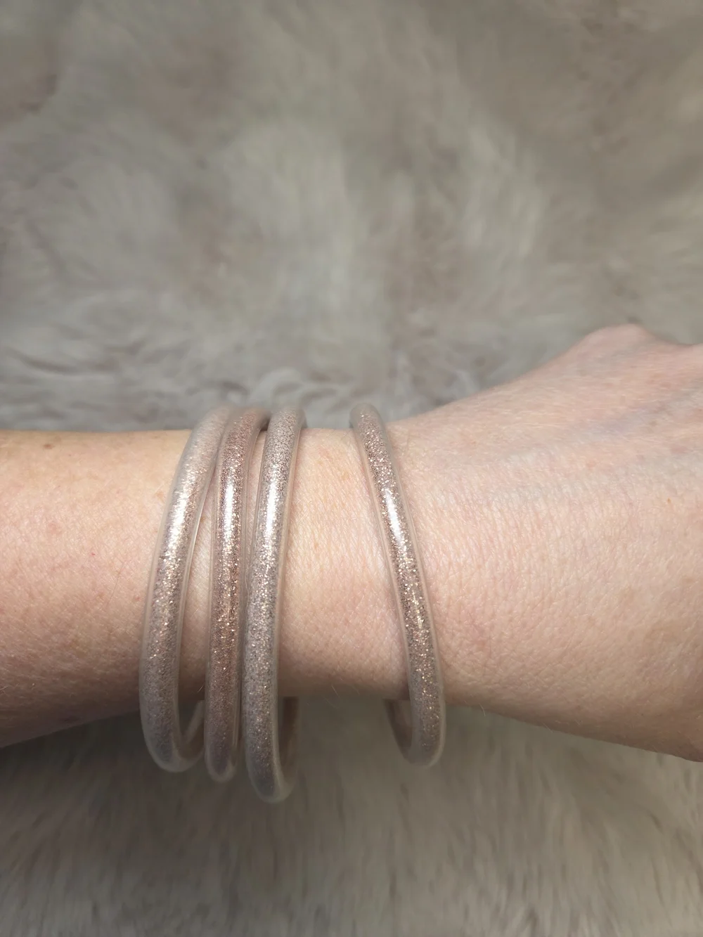 Plunder Four Rose Gold Glitter Rubber Bracelets Beach Jewelry Lake Accessories